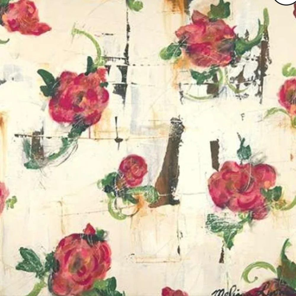 Melissa Lyons A Rose is a Rose Soft Lightweight Fringe Blanket‎ Off White Floral
